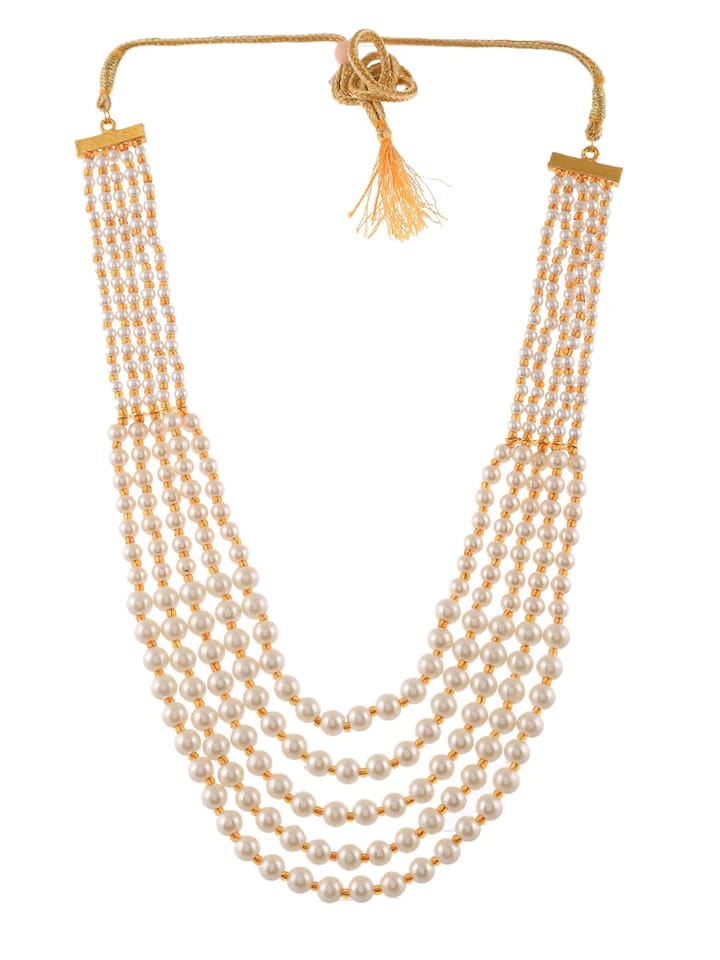 Men's Gold-Plated White Layered Groom Necklace - Image 3