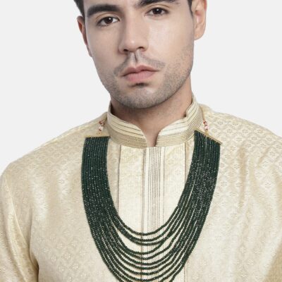 Man's Emarald Green Long Groom Necklace