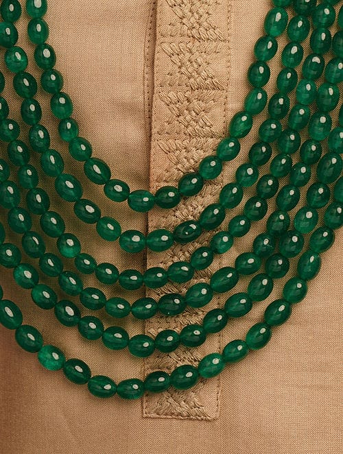 Man's Emarald Green Long Groom Necklace - Image 4