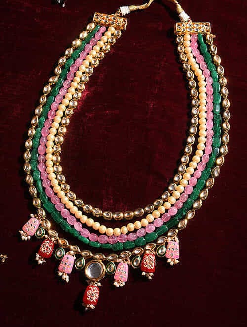 Groom Necklace for Sherwani With Multi Stone Beads - Image 2
