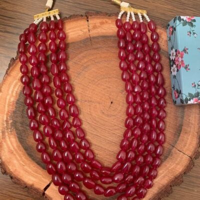 Man's Ruby Red Long Groom Necklace