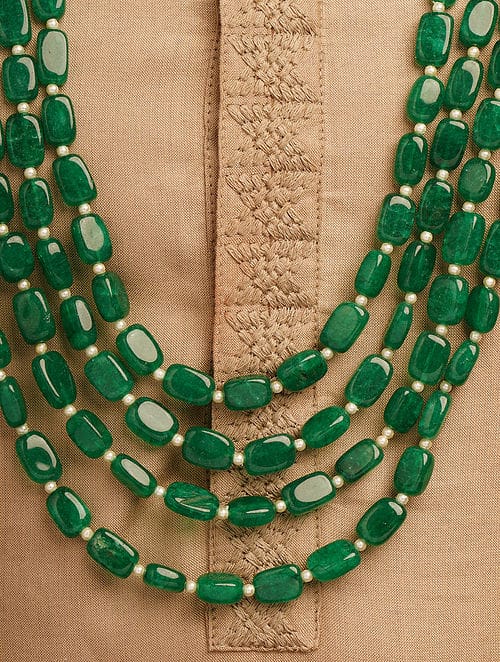 Man's Emarald Green Long Groom Necklace - Image 4