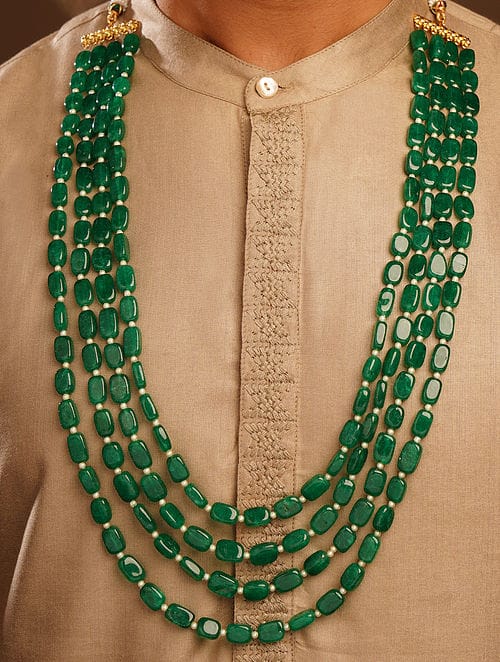 Man's Emarald Green Long Groom Necklace - Image 3