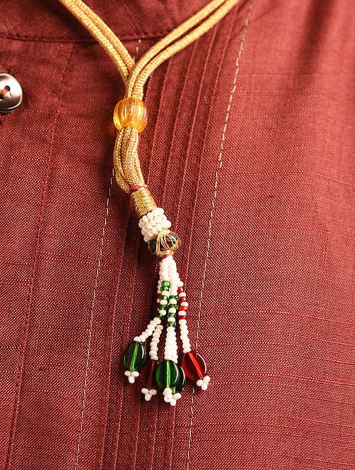 Gold Finish Kundan Polki Groom Necklace - Image 5