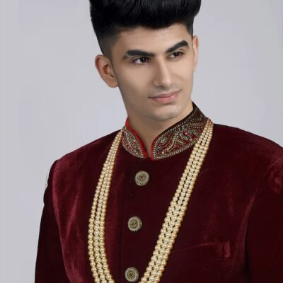 Men's Gold-Plated White Layered Groom Necklace