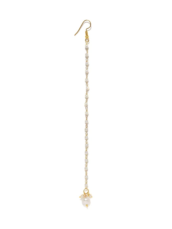 Gold-Toned Off-White Beaded Maangtikka - Image 4
