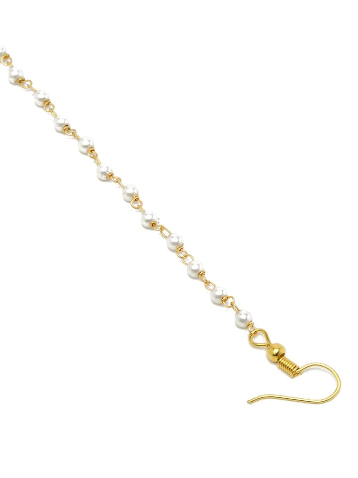 Gold-Toned Off-White Beaded Maangtikka - Image 5
