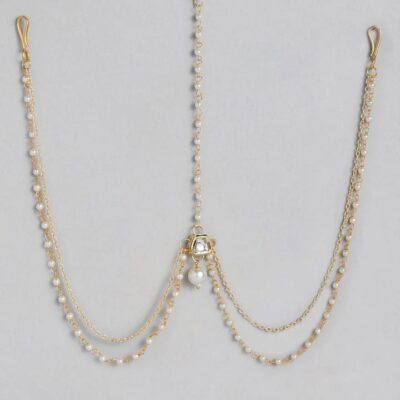 White Metal Gold Plated Single Stone Matha Patti