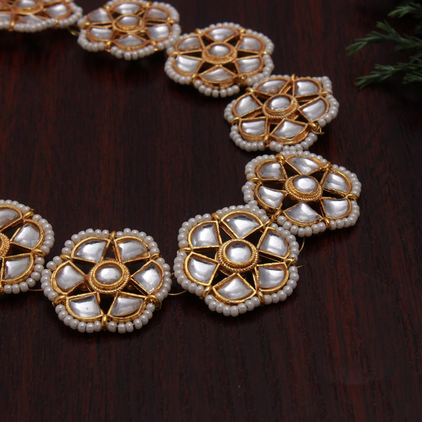 Gold Plated Kundan Studded & Beaded Matha Patti - Image 2