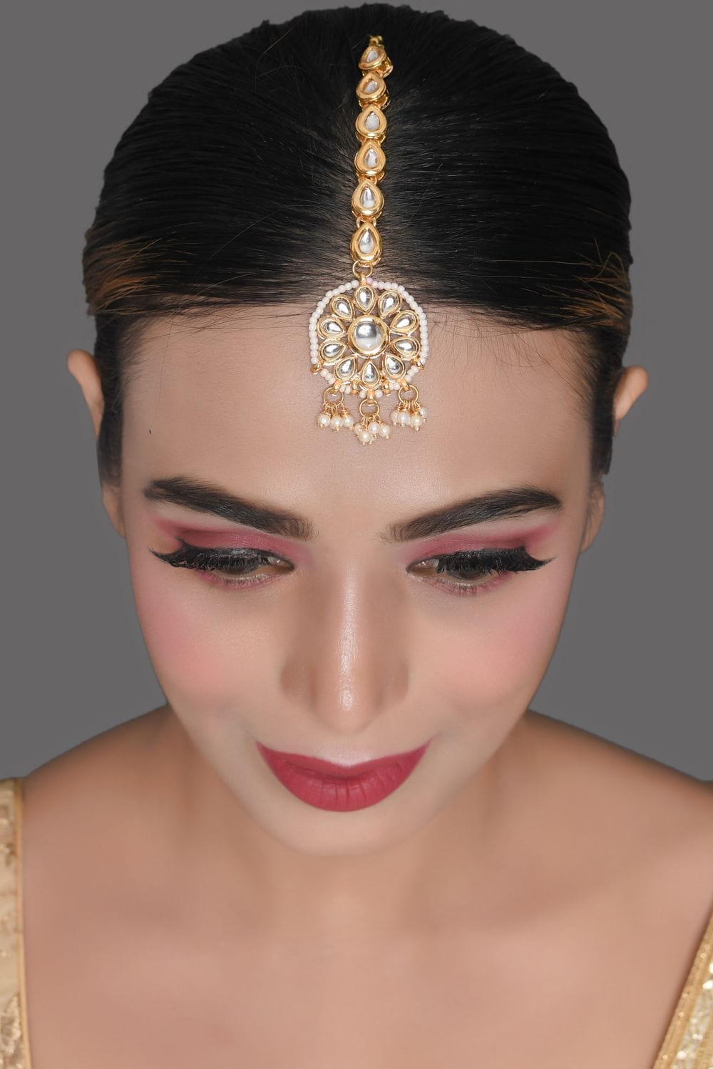 Gold Tone Kundan Maangtikka - Image 2
