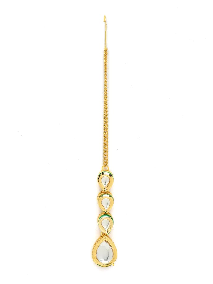 Gold Plated White Kundan-Studded Maangtika - Image 3