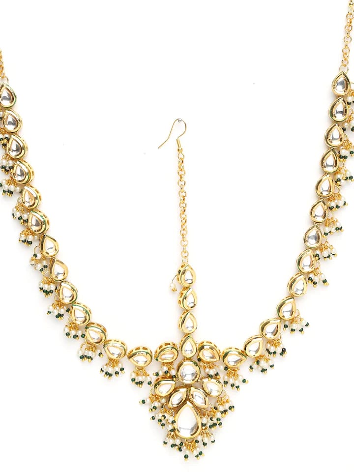 Gold-Plated Kundan Studded Matha Patti - Image 4