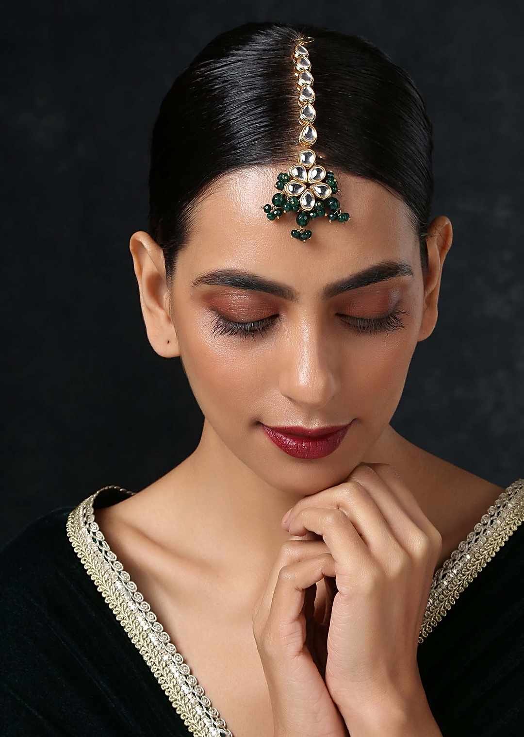 Gold-Plated Kundan studded Maangtikka - Image 2