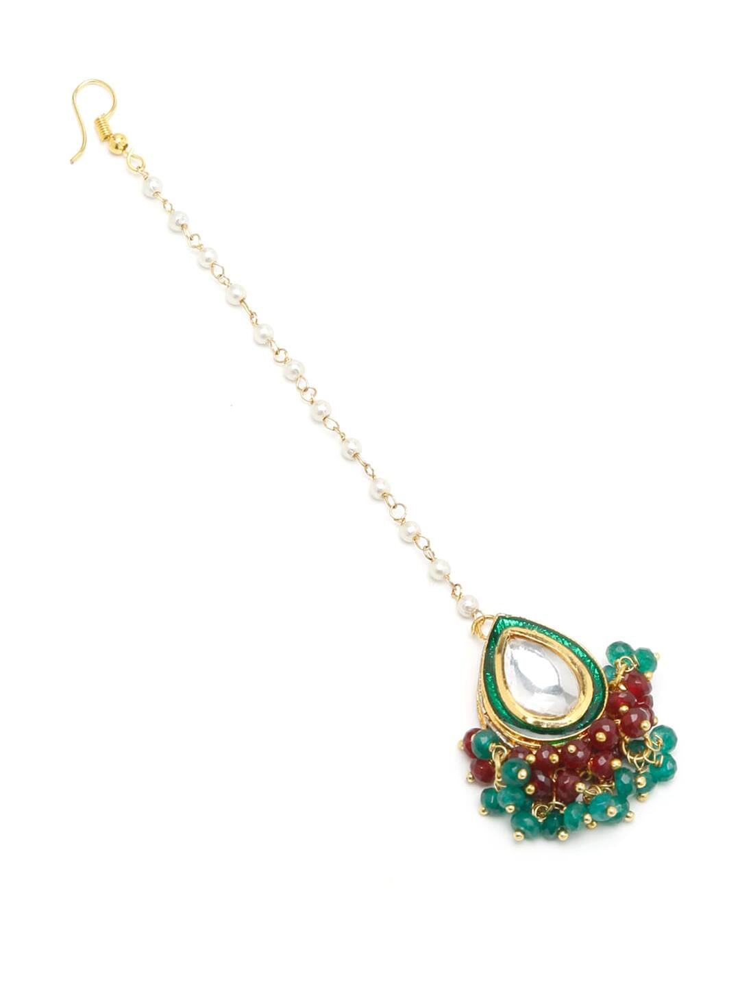 Gold Tone Kundan Maangtika - Image 4