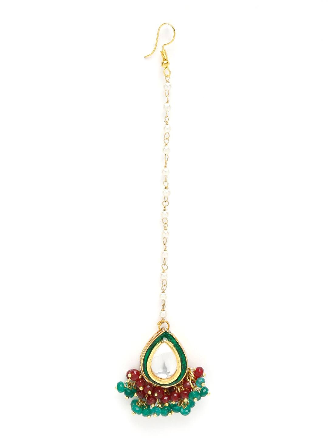 Gold Tone Kundan Maangtika - Image 3