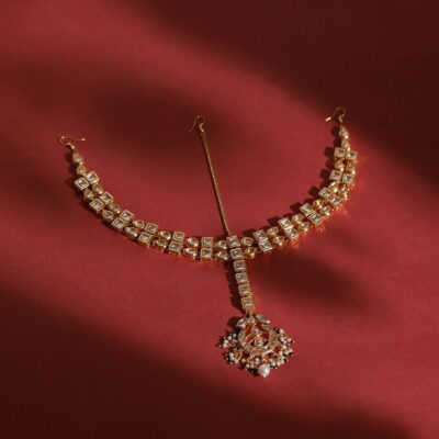 Gold Tone Kundan Polki Headband