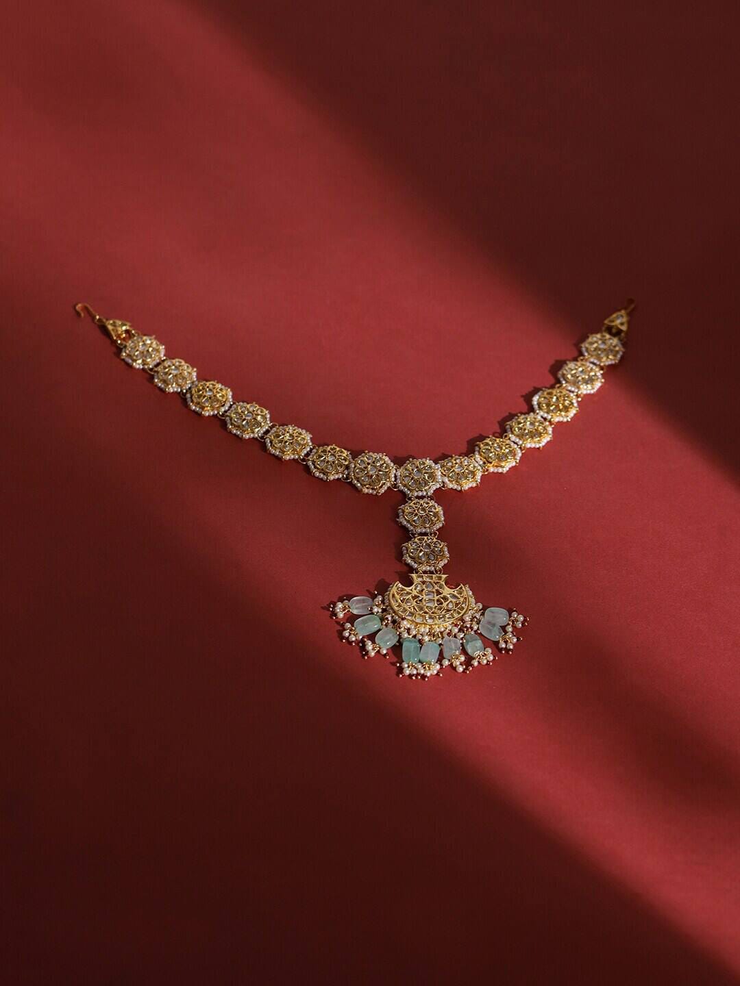 Gold Tone Kundan Polki Headband