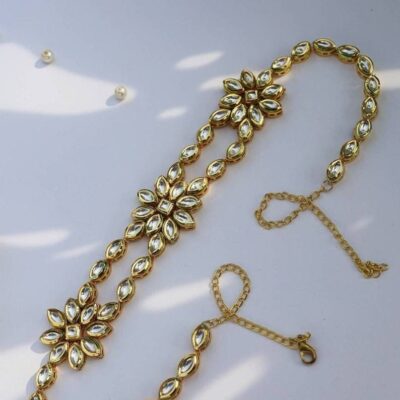 Gold Tone Kundan Polki Headband