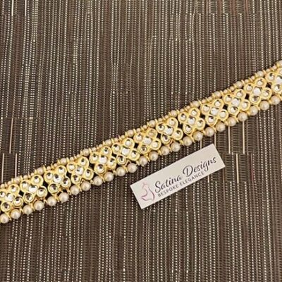 Gold Tone Kundan Polki Headband