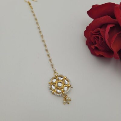 Gold Tone Kundan Polki Maangtika