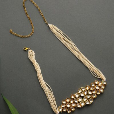 Gold Plated Artificial Stones Pearl Cluster Mathapatti