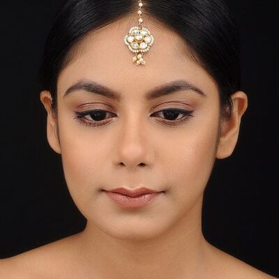 Gold Plated Artificial Stones Pearl Cluster Maangtika