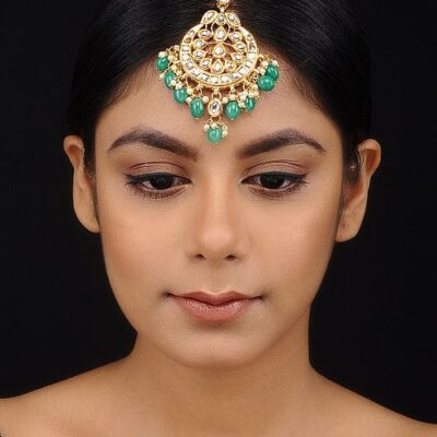 Gold Plated Artificial Stones Pearl Cluster Maangtika