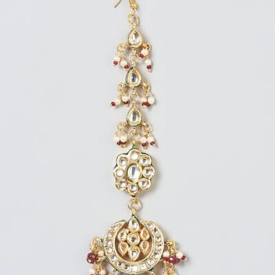 Gold Plated Meenakari Kundan Polki Maangtikka