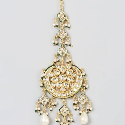 Gold Plated Meenakari Kundan Polki Maangtikka