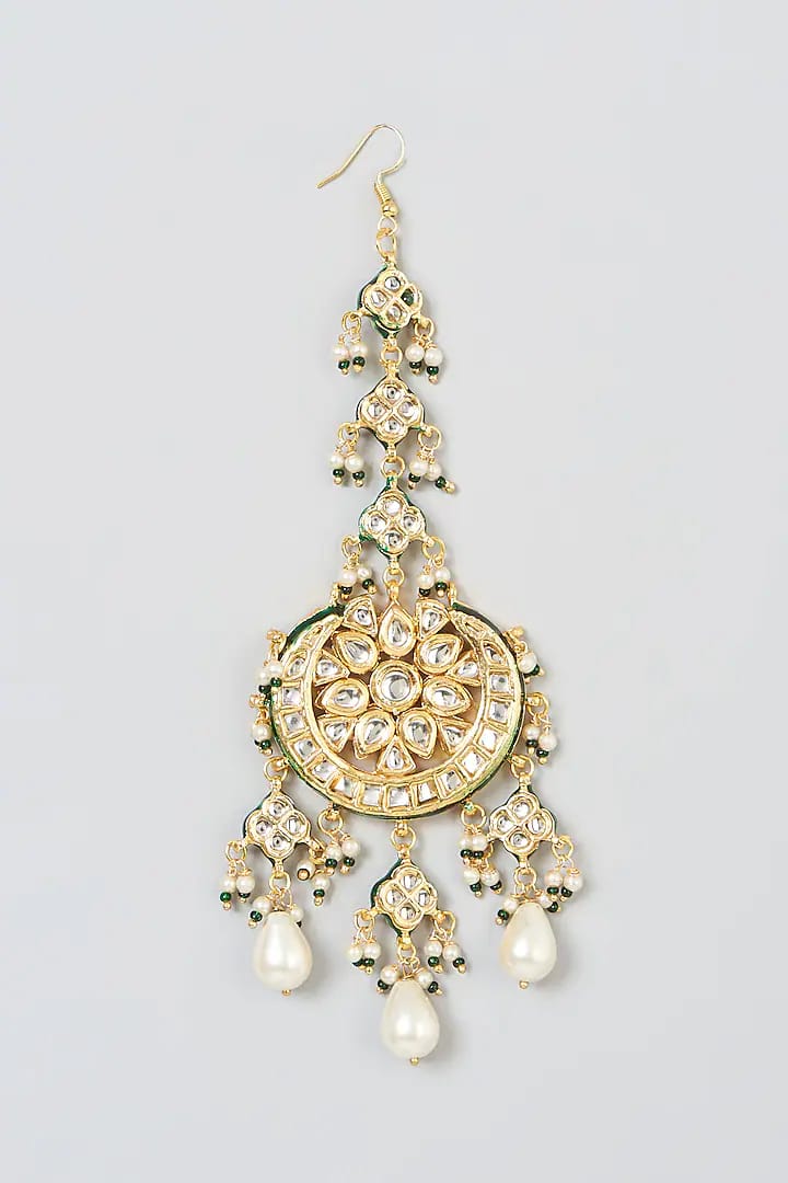 Gold Plated Meenakari Kundan Polki Maangtikka