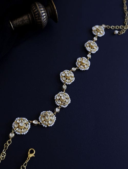 Gold Finish Kundan Polki Mathapatti - Image 5