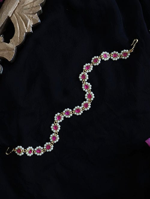 Gold Finish Kundan Polki Mathapatti