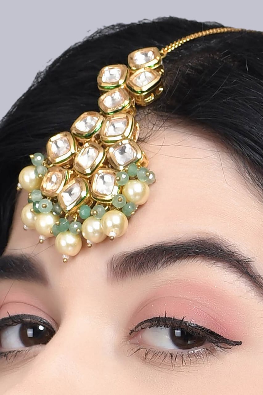 Gold Finish Kundan Polki Maantika - Image 3