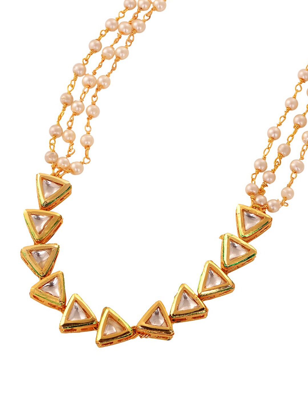 Gold Plated Artificial Stones Pearl Cluster Mathapatti - Image 2