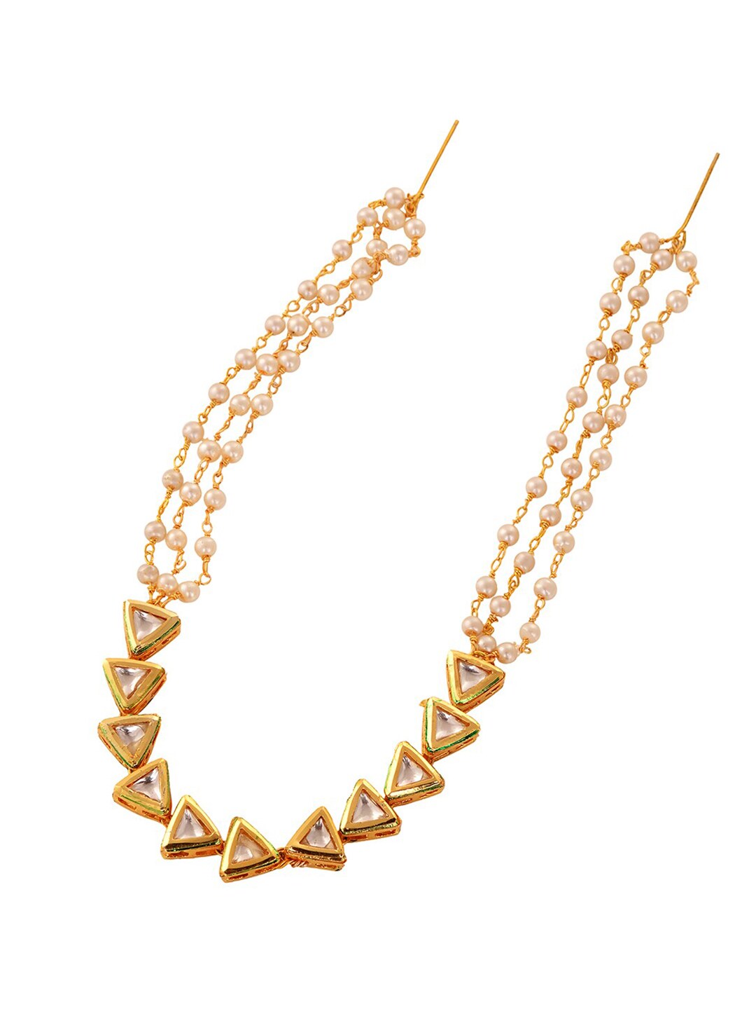Gold Plated Artificial Stones Pearl Cluster Mathapatti - Image 4