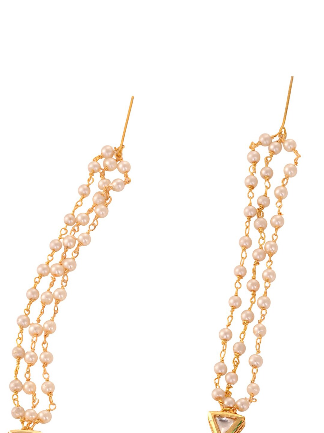 Gold Plated Artificial Stones Pearl Cluster Mathapatti - Image 3