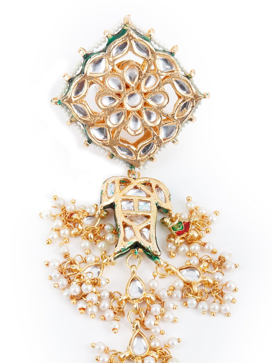 Elegant Kundan Gold Plated White Beads Hand Harness Bracelet (Pack Of 2) - Image 2
