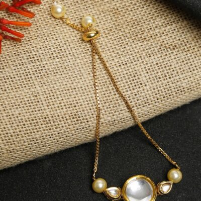 Gold Plated Kundan Pearl Bracelet
