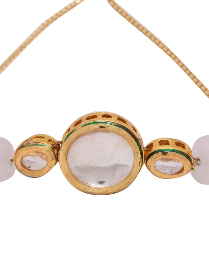Gold Plated Kundan Pearl Bracelet - Image 7