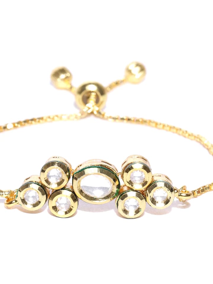 Brass Golden Vilandi Kundan Bracelet - Image 4