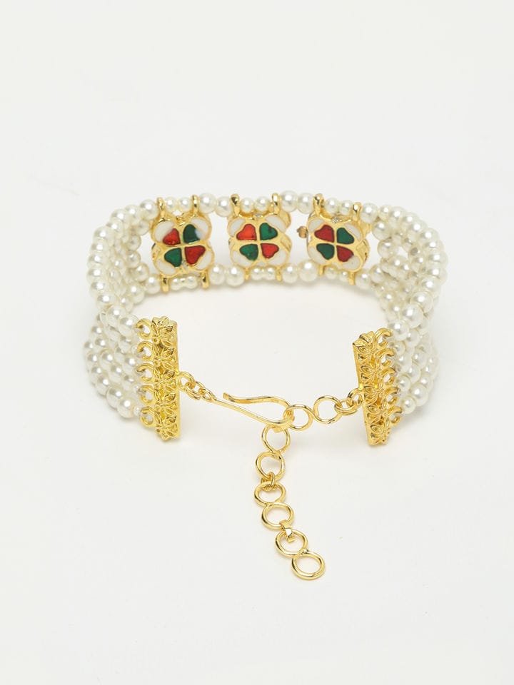 Brass Golden Vilandi Kundan Bracelet - Image 4