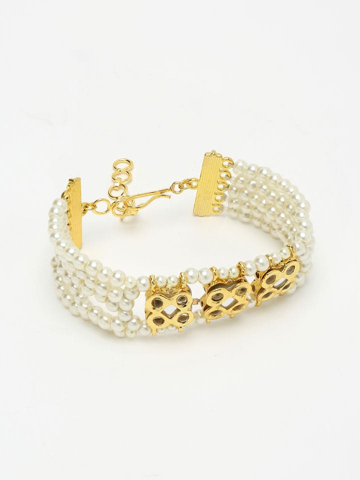 Brass Golden Vilandi Kundan Bracelet - Image 3