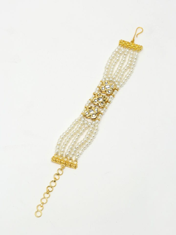 Brass Golden Vilandi Kundan Bracelet - Image 2