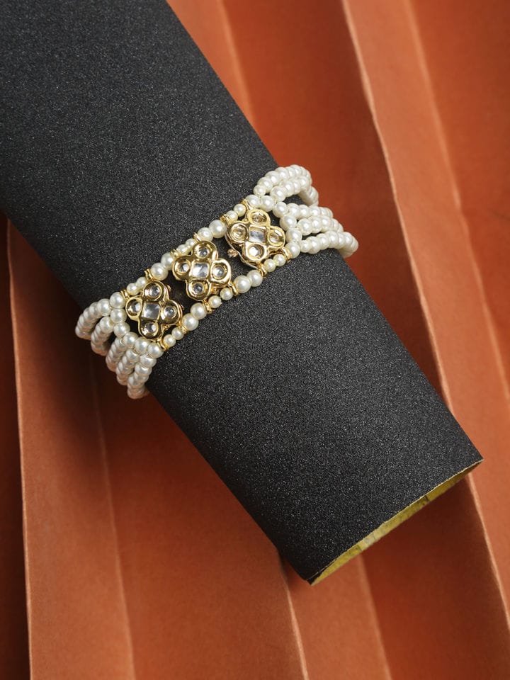 Brass Golden Vilandi Kundan Bracelet