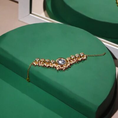 Gold Plated Kundan Pearl Bracelet