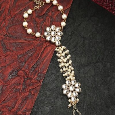 Gold Tone Jadau Kundan Hathphol (Set Of 2)