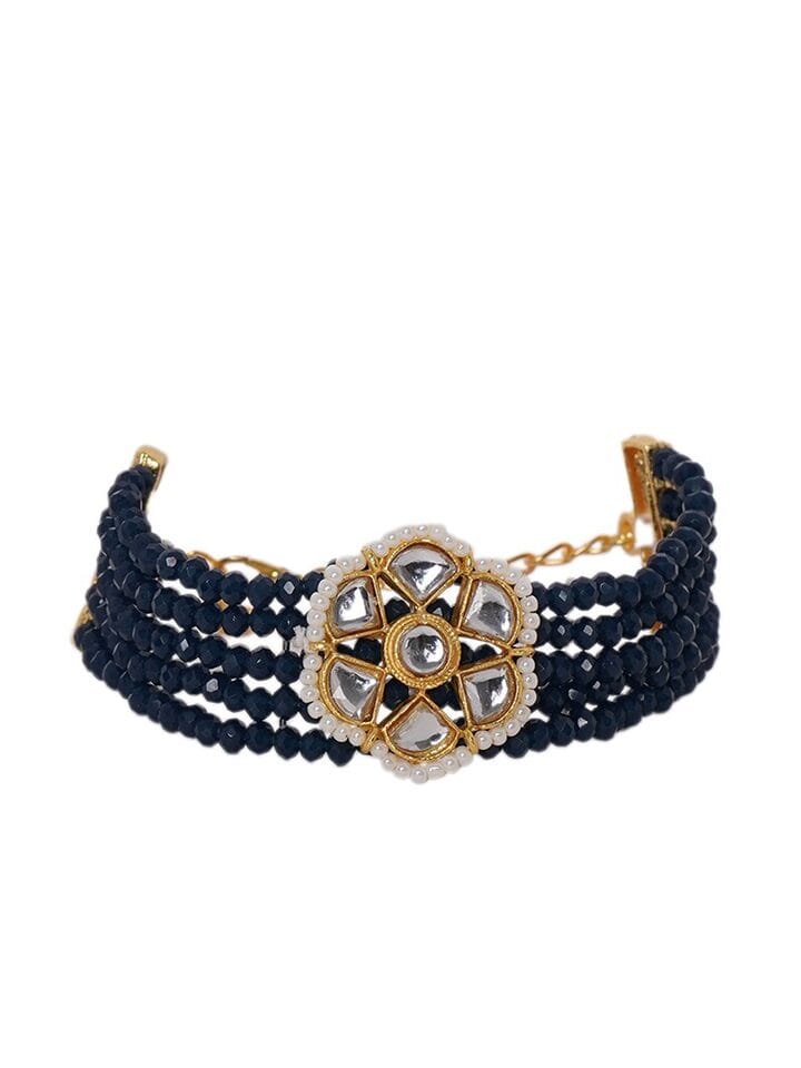 Gold Plated Kundan Pearl Bracelet - Image 3