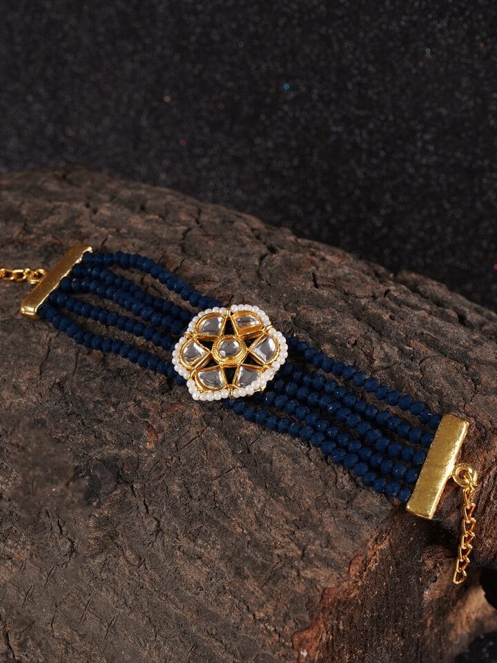 Gold Plated Kundan Pearl Bracelet