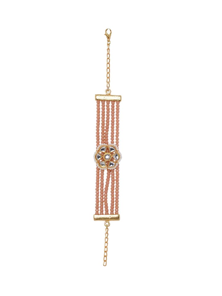 Gold Plated Kundan Pearl Bracelet - Image 4