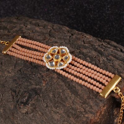 Gold Plated Kundan Pearl Bracelet